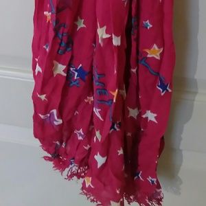 Betsey Johnson Scarf Pink Stars Like New